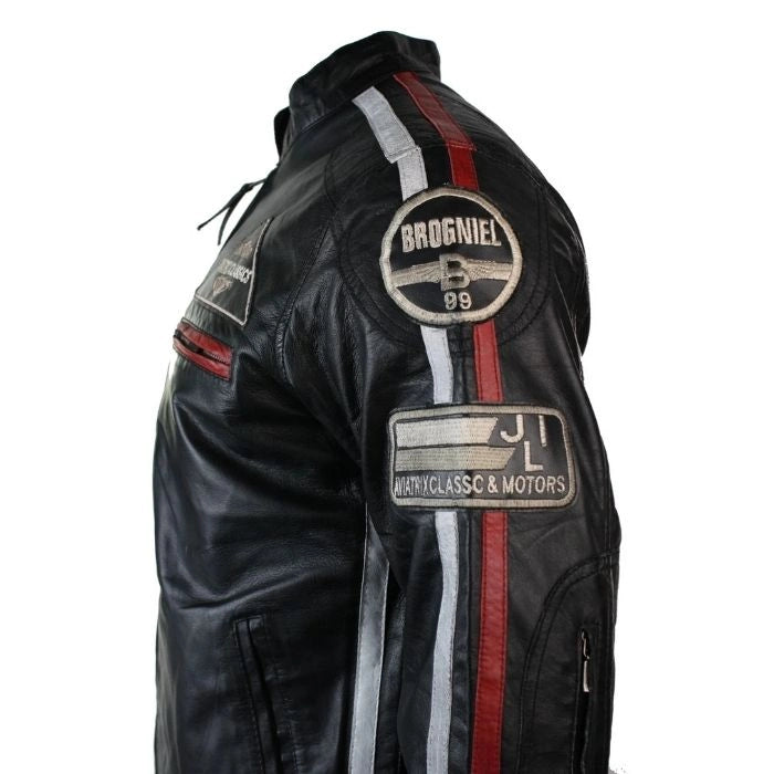 Roadster Black Vintage Racer Biker Leather Jacket