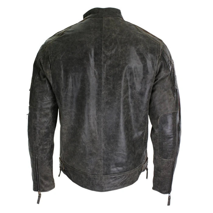 Roadster Gray Vintage Racer Biker Leather Jacket