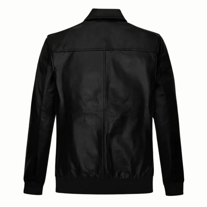 Rogue Shadow Black Leather Bomber Jacket