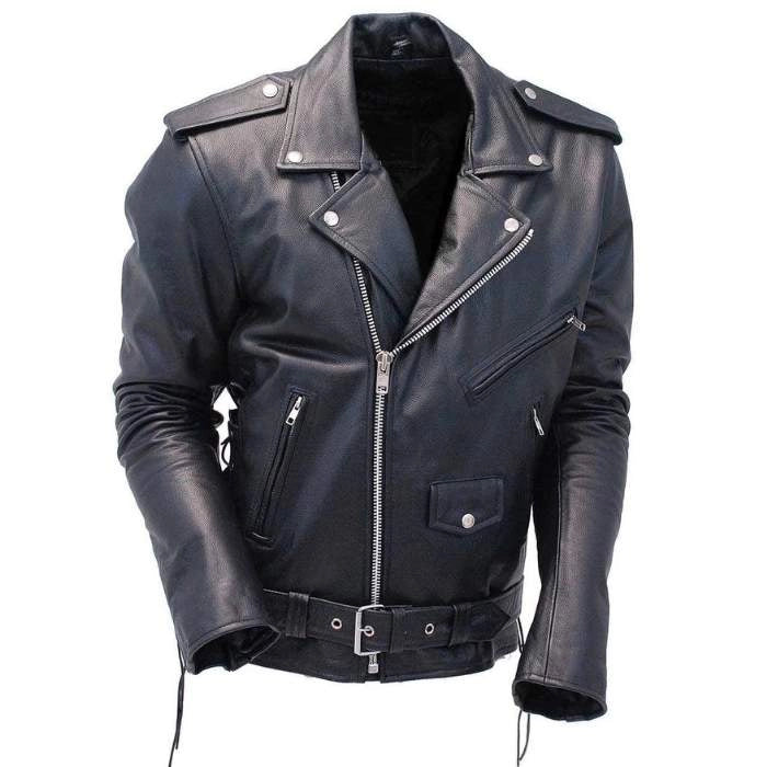 Men's Side Lace Leather Motorcycle Jacket