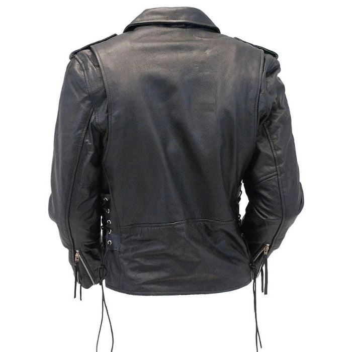 Men's Side Lace Leather Motorcycle Jacket