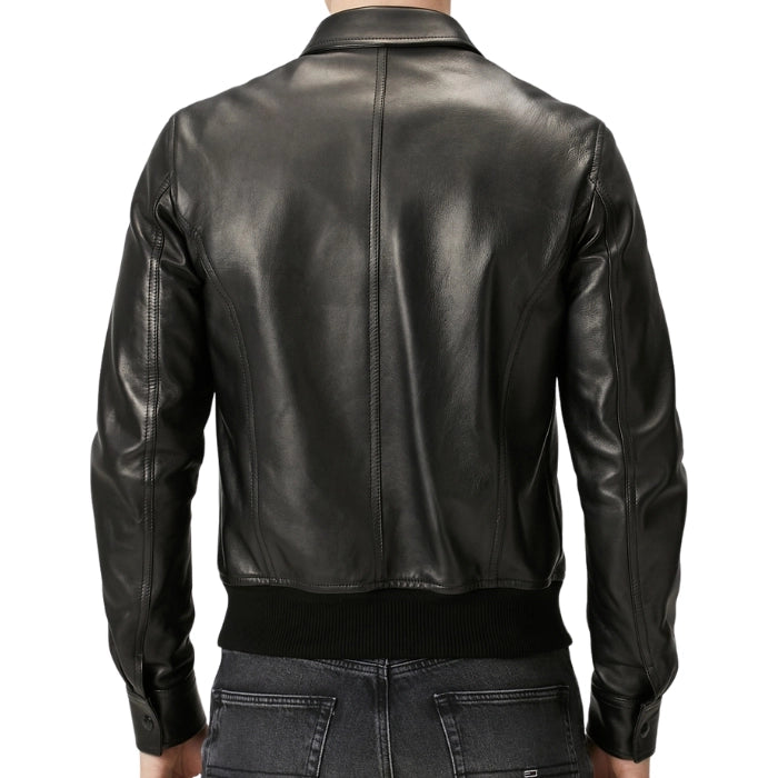 Viper Slim-Fit Black Leather Jacket