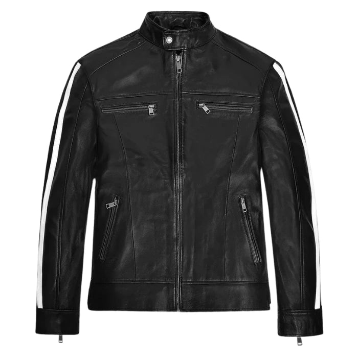 Stormtrack Striped Moto Leather Jacket