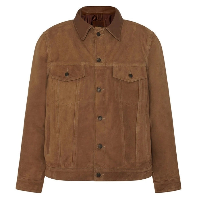 Suede Tobacco Trucker Jacket