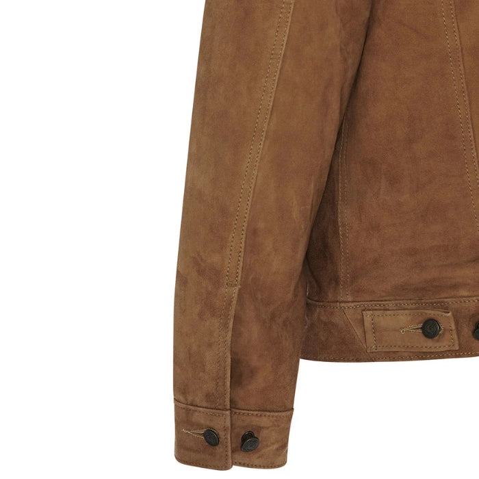 Suede Tobacco Trucker Jacket