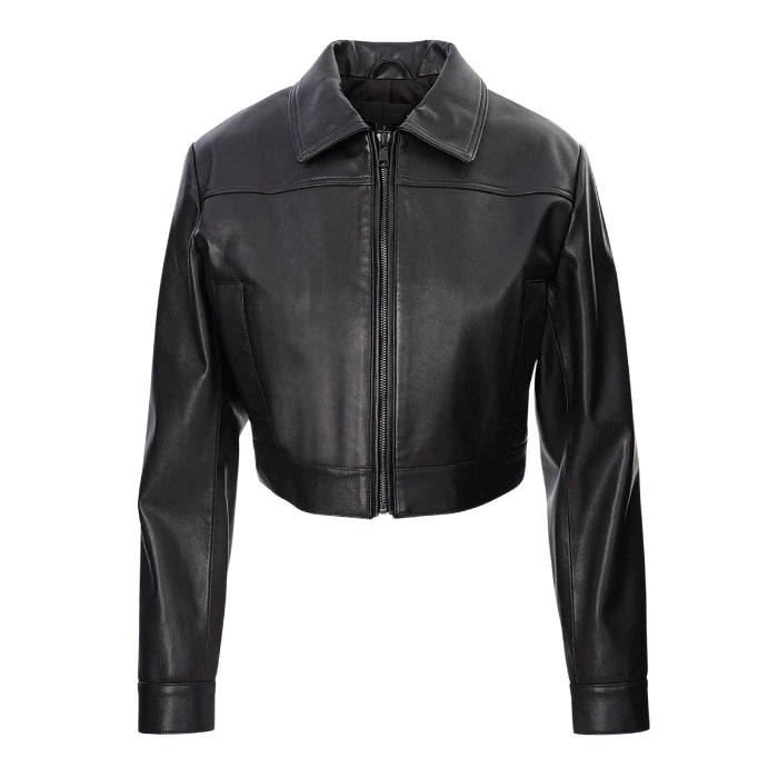 Talao Women's Cropped Leather Jacket