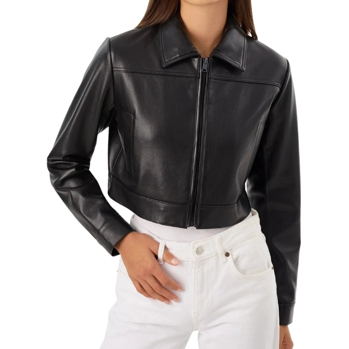 Talao Women's Cropped Leather Jacket