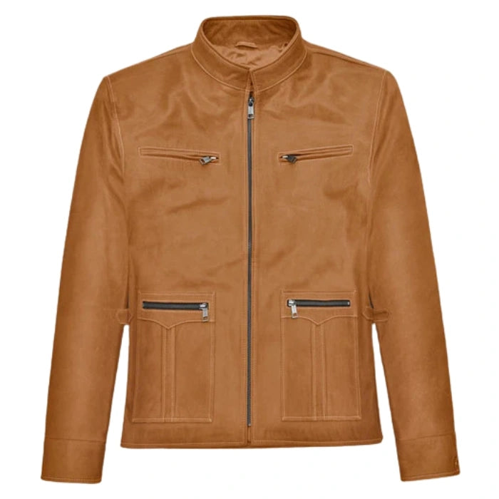 Tempest Men’s Tan Leather Moto Jacket