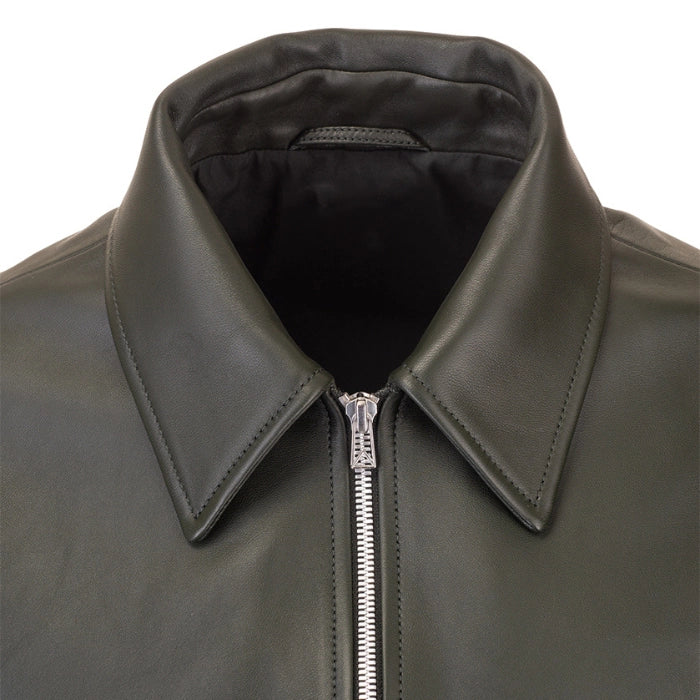 Torven Black Leather Bomber-Style Jacket