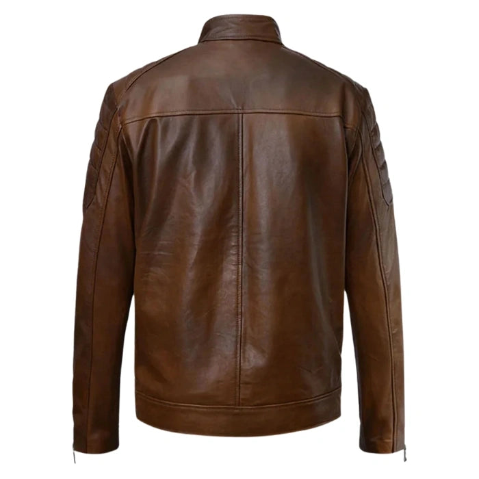 Trailblazer Brown Café Racer Leather Jacket