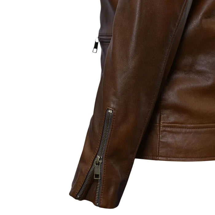 Trailblazer Brown Café Racer Leather Jacket