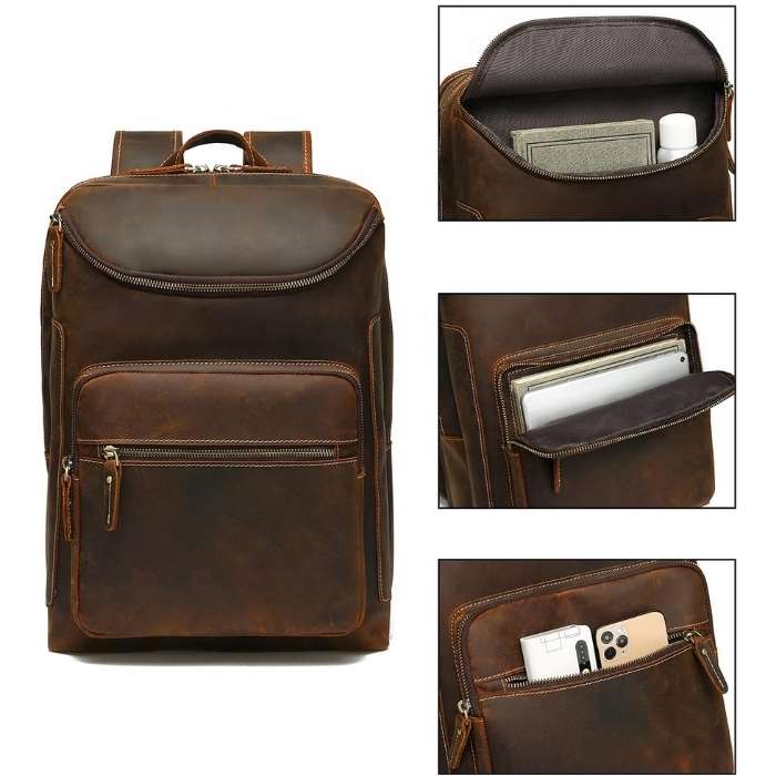 Vintage Genuine Leather Laptop Backpack