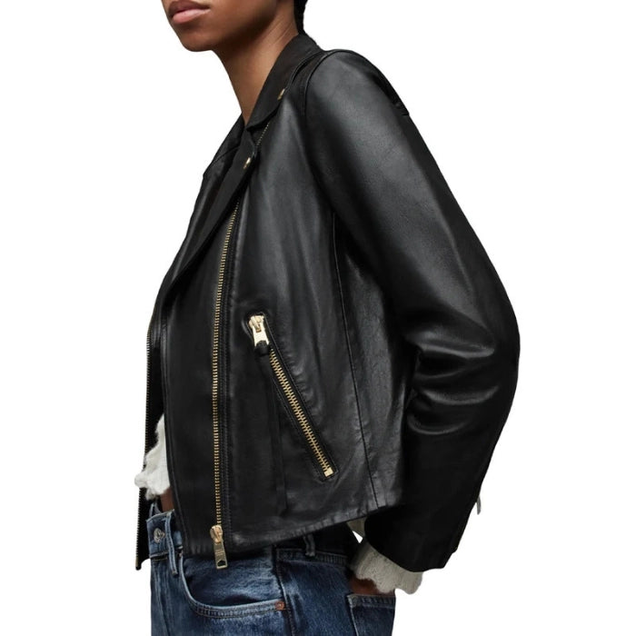 Women's Black Darnby Moto Leather Jacket