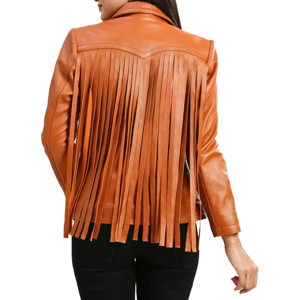Women's Brown Fringe Leather Jackets
